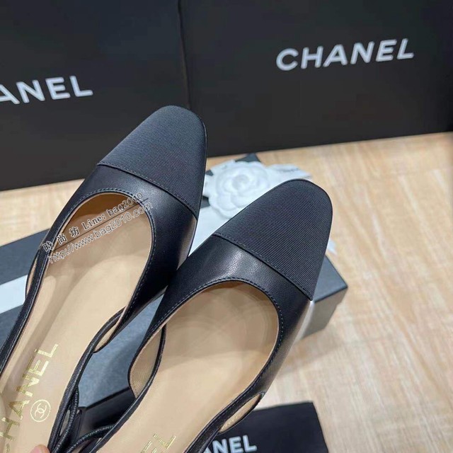 Chanel專櫃經典款女士涼鞋 香奈兒時尚sling back涼鞋平跟鞋6.5cm中跟鞋 dx2549